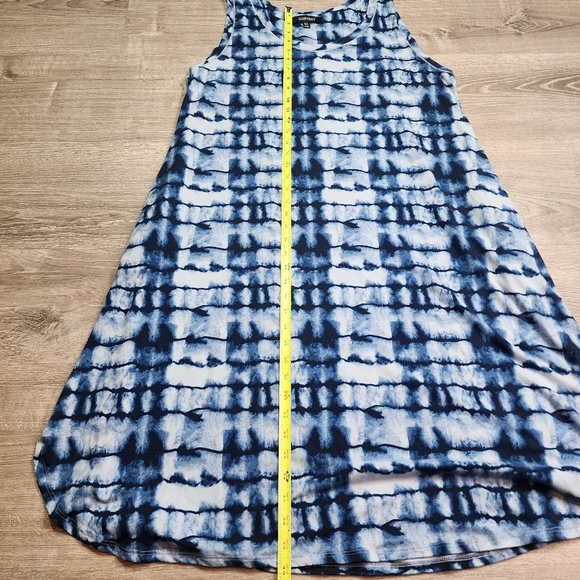 ELLEN TRACY Blue White Tank Dress Tie Dye Pattern Sleeveless XL - Picture 4 of 10